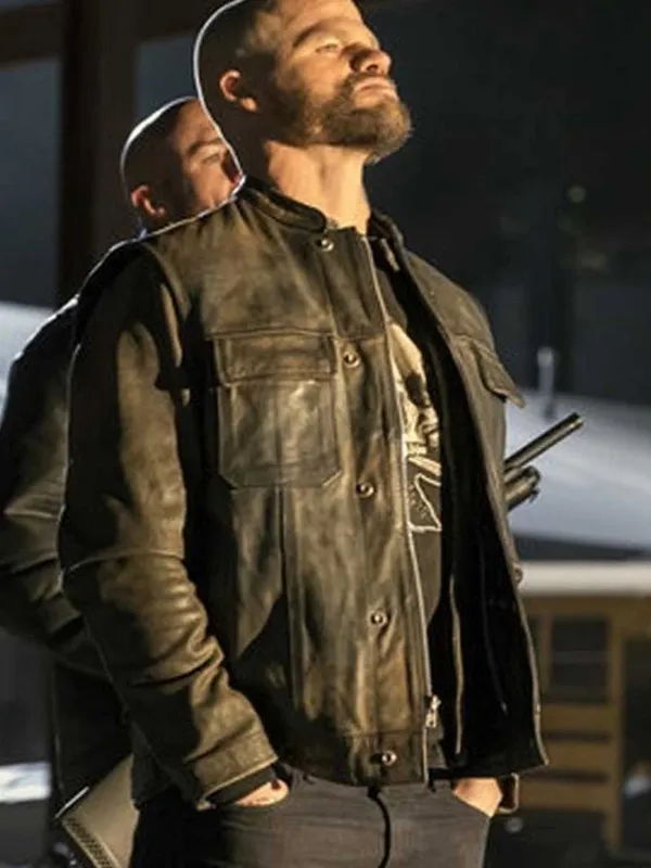 36evan-jones-den-of-thieves-leather-jacket. Evan Jones Den of Thieves Leather Jacket - Image 1