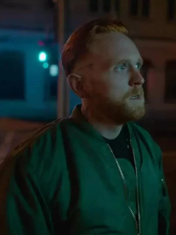37young-wallander-soren-green-bomber-jacket Young Wallander Soren Green Bomber Jacket - Image 1