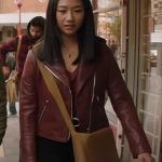 Olivia Liang Kung Fu Maroon Leather Jacket