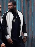 Power Tv Series 50 Cent Bomber Jacket Black And White - Image 3