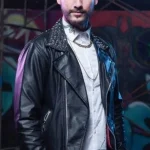 The Queen of Flow Carlos Torres Studded Black Leather Jacket