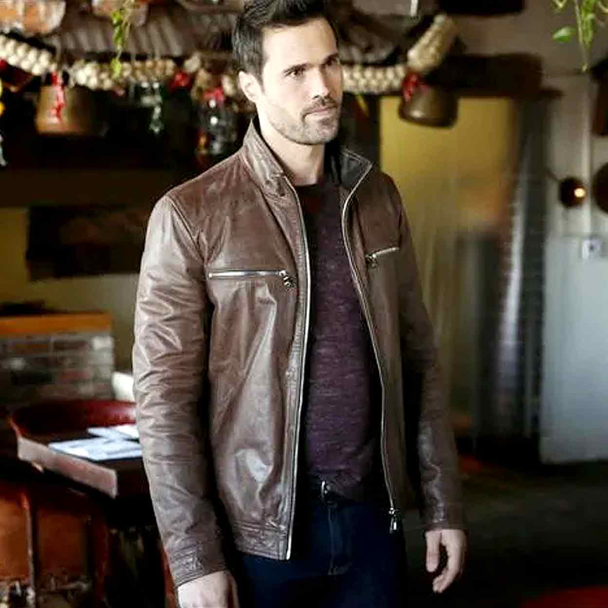 84Agents of Shield Grant Ward Brown Leather Jacket Agents of Shield Grant Ward Brown Leather Jacket - Image 1