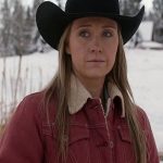 Heartland S14 Amy Fleming Red Shearling Jacket