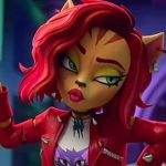 Toralei Stripe Monster High Crop Red Leather Jacket