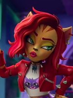Toralei Stripe Monster High Crop Red Leather Jacket