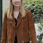 Ali Hardiman Christmas at Castle Hart Brown Leather Jacket