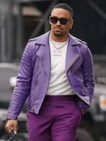 Jalen Hurts Purple Leather Jacket - Image 2