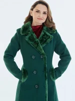 Rescuing Christmas 2023 Rachael Leigh Cook Green Coat - Image 2