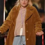 We Live In Time Florence Pugh Brown Shearling Coat
