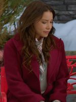 Under The Christmas Sky Jessica Parker Kennedy Burgundy Coat - Image 2