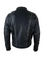 Mens Black Motorcycle Leather Jacket - Image 2
