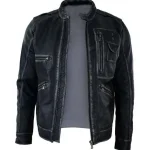 Mens Black Motorcycle Leather Jacket