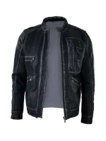 Mens Black Motorcycle Leather Jacket