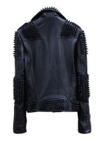 Mens Studded Biker Leather Jacket - Image 2