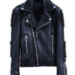 Mens Studded Biker Leather Jacket