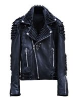 Mens Studded Biker Leather Jacket