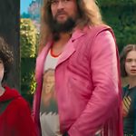 A Minecraft Movie 2025 Jason Momoa Pink Fringed Leather Jacket