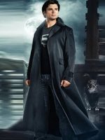 Clark Kent Superman Smallville Black Leather Trench Coat - Image 2