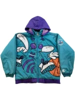 J. Cole 90s Charlotte Hornets Blue Hooded Jacket - Image 2