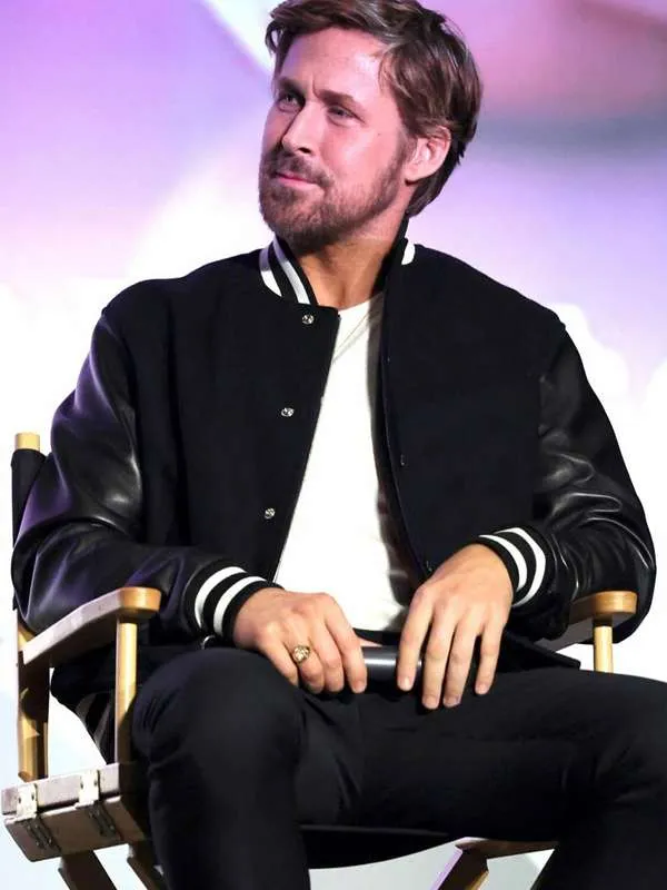 23518-01 Ryan Gosling L.A Premiere Night Black Varsity Jacket - Image 1