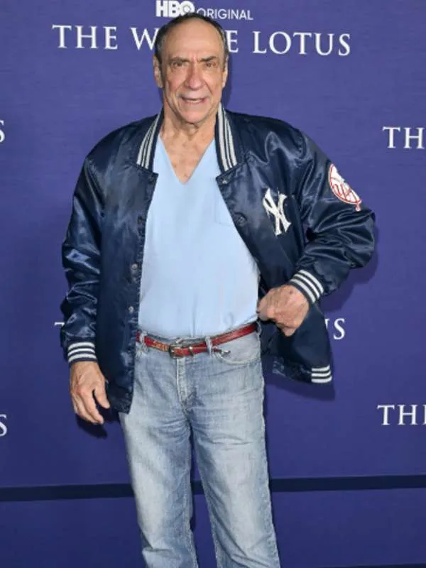 TV-Series-The-White-Lotus-S02-F.-Murray-Abraham-Blue-Varsity-Bomber-Jacket F. Murray Abraham The White Lotus S02 Blue Varsity Jacket - Image 1