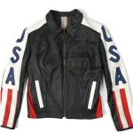 American Flag Selena Gomez Black Leather Jacket