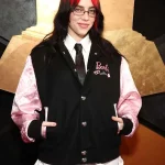 Billie Eilish Grammys 2024 Barbie Black Varsity Jacket