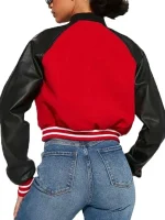 Chicago Bulls Red & Black Cropped Varsity Jacket - Image 3