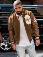 Drake Brown Suede Varsity Jacket