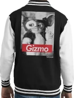 Gremlins Baseball Gizmo Black and White Varsity Jacket - Image 2