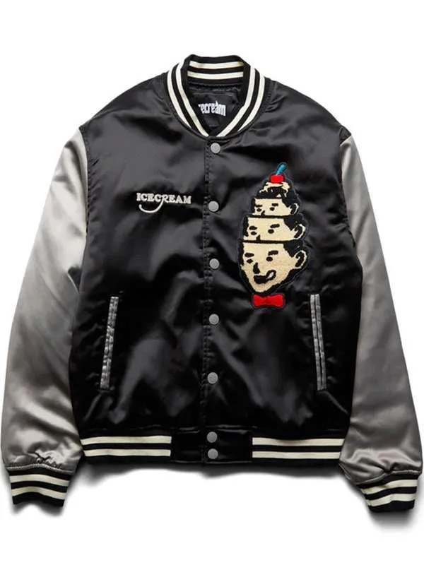 ice-cream-hoodini-black-varsity-jacket-01 Ice Cream Hoodini Black Varsity Jacket - Image 1