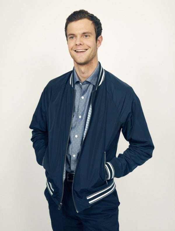 jack-quaid-the-boys-blue-varsity-jacket-01 Jack Quaid The Boys Blue Varsity Jacket - Image 1