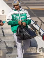 Jalen Hurts Philadelphia Eagles Super Bowl LVII Green and White Bomber Jacket - Image 5