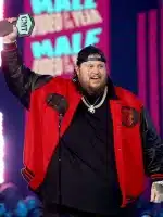 Jelly Roll 2023 CMT Music Awards Red and Black Varsity Jacket - Image 2