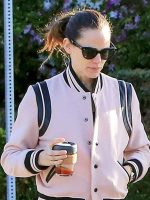 Jennifer Garner Streetstyle Pink Varsity Jacket - Image 2