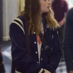 Joey King A Family Affair 2024 Blue Varsity Jacket