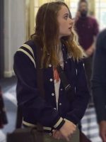 Joey King A Family Affair 2024 Blue Varsity Jacket