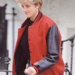 Lady Diana London Street Style Red Varsity Jacket