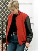 Lady Diana London Street Style Red Varsity Jacket - Image 2