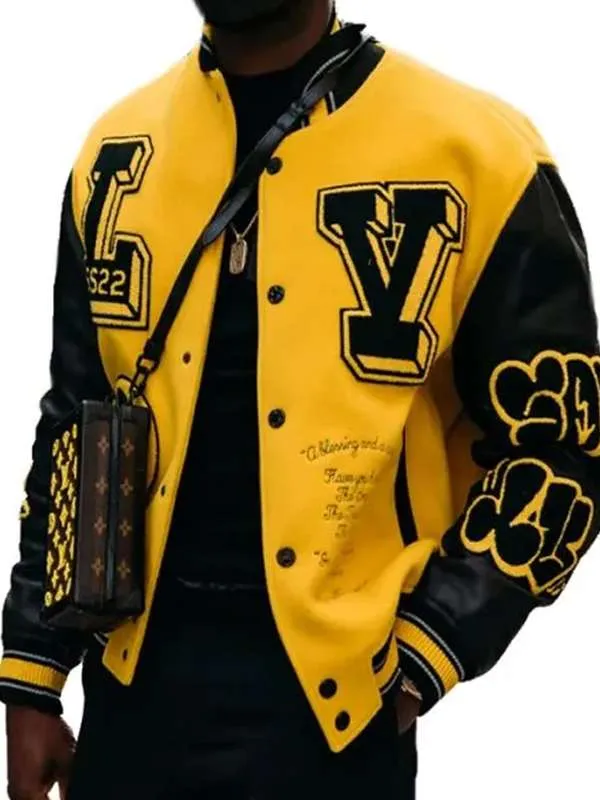 louis-vuitton-black-and-yellow-varsity-jacket-01 Louis Vuitton Black and Yellow Varsity Jacket - Image 1