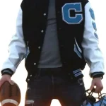 Men Champions Black and White Football Varsity Jacket