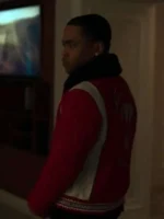 Power Book II Ghost S04 Tariq St. Patrick Red and White Varsity Jacket - Image 2