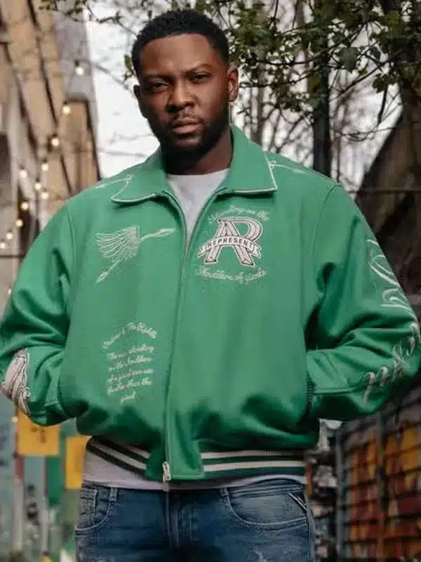 rapman-supacell-2024-green-varsity-jacket-01 Rapman Supacell 2024 Green Varsity Jacket - Image 1