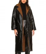 Selena Gomez Only Murders in the Building Black Shearling Leather Coat - Image 2