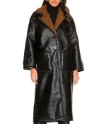 Selena Gomez Only Murders in the Building Black Shearling Leather Coat - Image 4