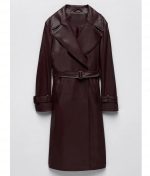 Selena Gomez Only Murders in the Building Brown Belted Leather Coat