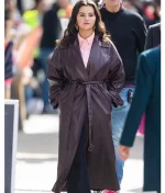 Selena Gomez Only Murders in the Building Brown Belted Leather Coat - Image 2