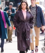Selena Gomez Only Murders in the Building Brown Belted Leather Coat - Image 3