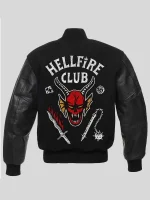 Stranger Things Hellfire Club Black Varsity Leather Jacket - Image 2