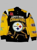 Super Bowl 6X Champions Pittsburgh Steelers Yellow Leather Jacket